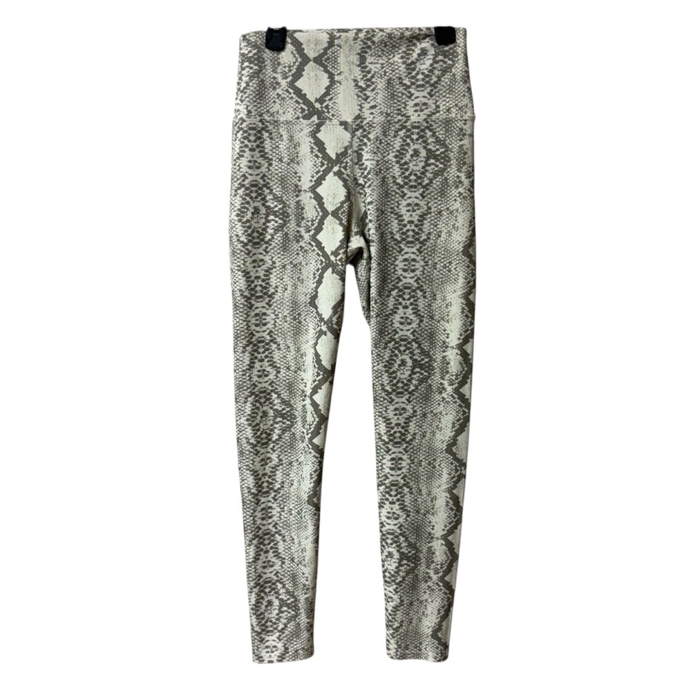 Beach Riot Sport Ayla Taupe Snake Ribbed Knit High Rise Waist Leggings Med EUC